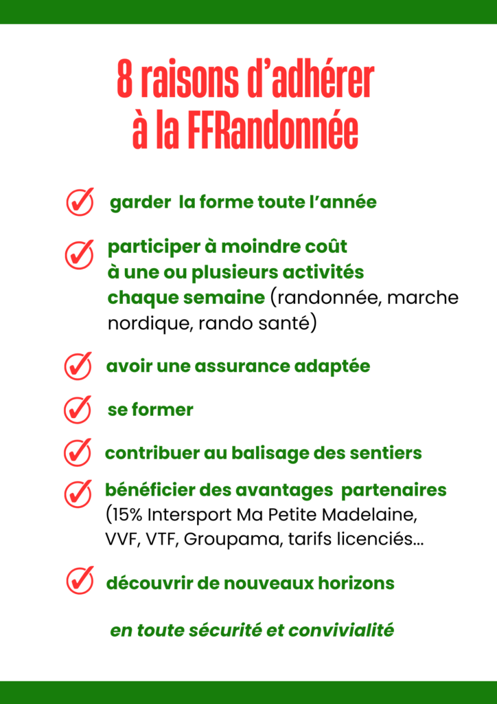 flyer 8 bonnes raisons adhérer FFRandonnée