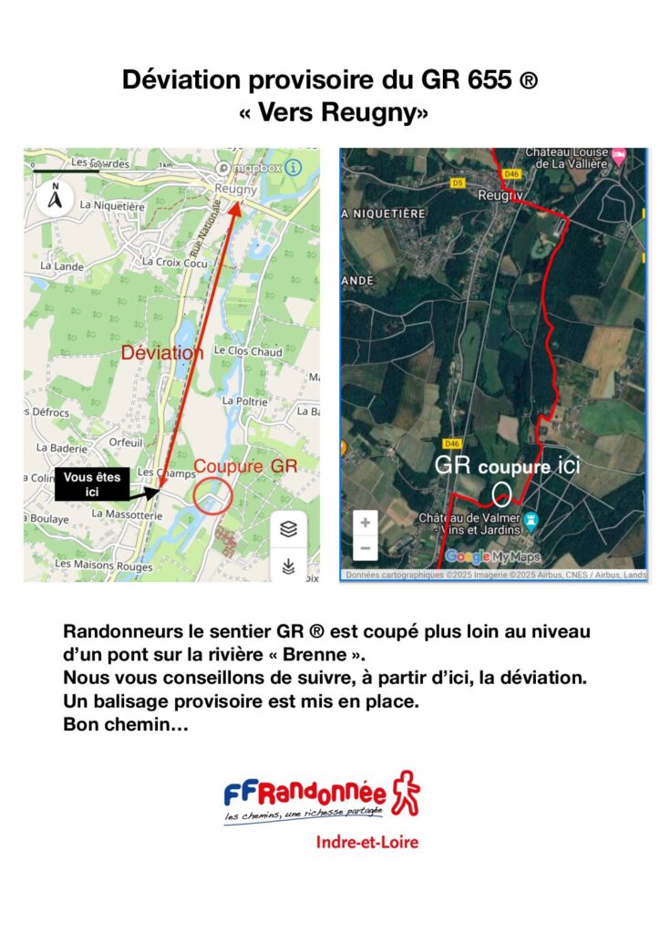 Déviation GR 655 Reugny Vers le nord