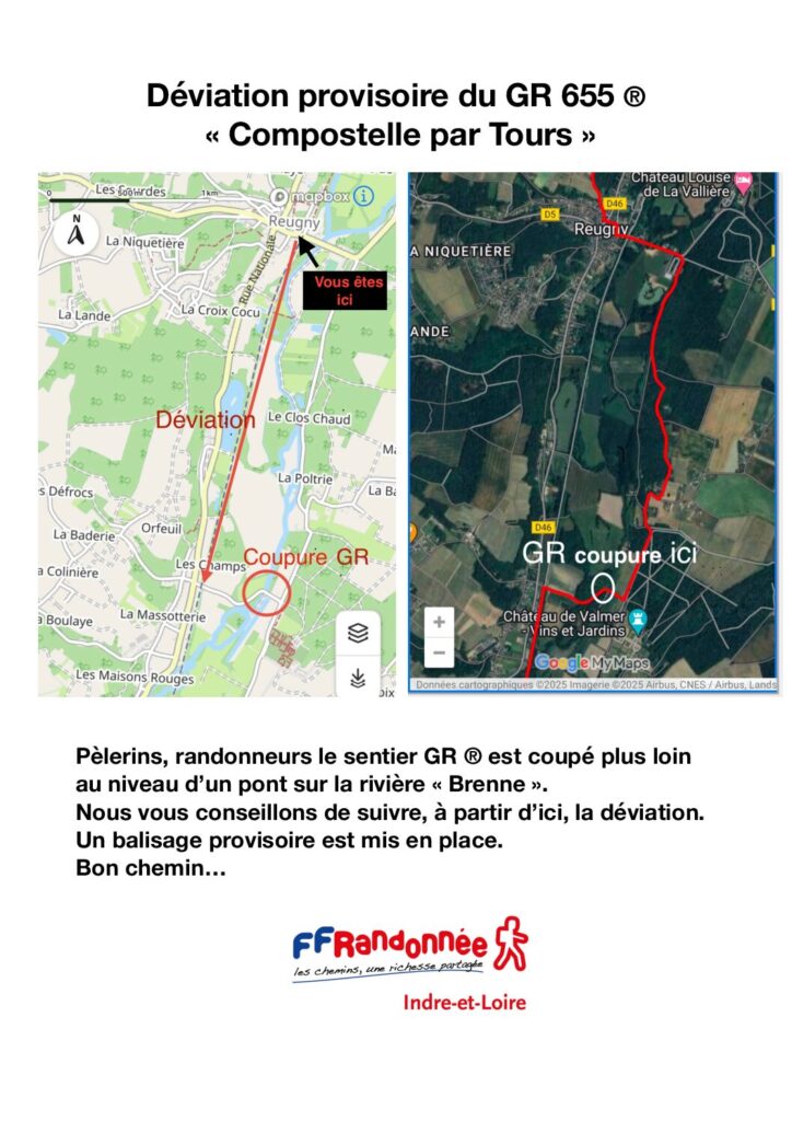 Déviation GR655 Reugny vers le sud